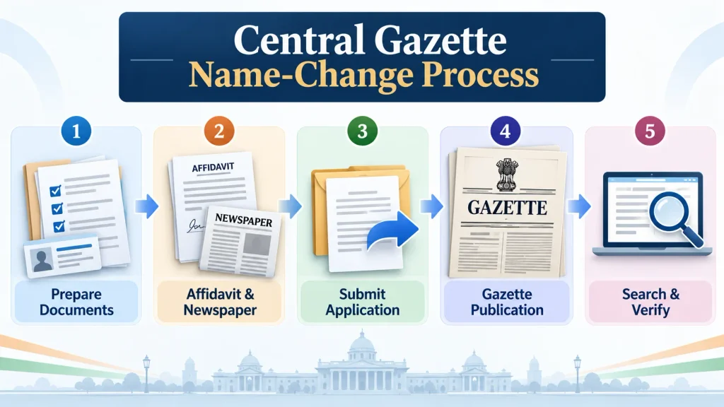 Central Gazette name change process from checking requirements to Gazette publication