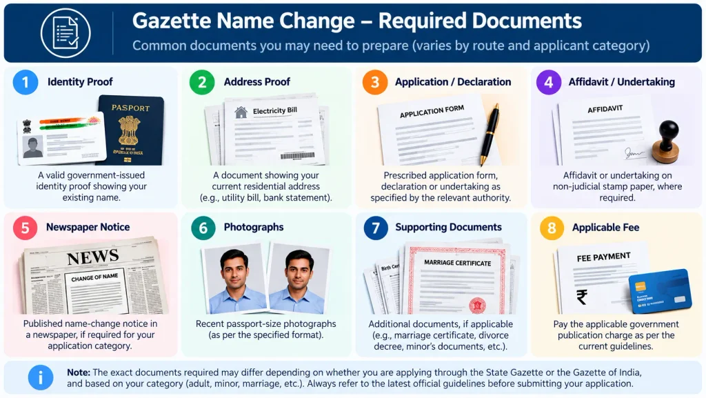Gazette name change document checklist
