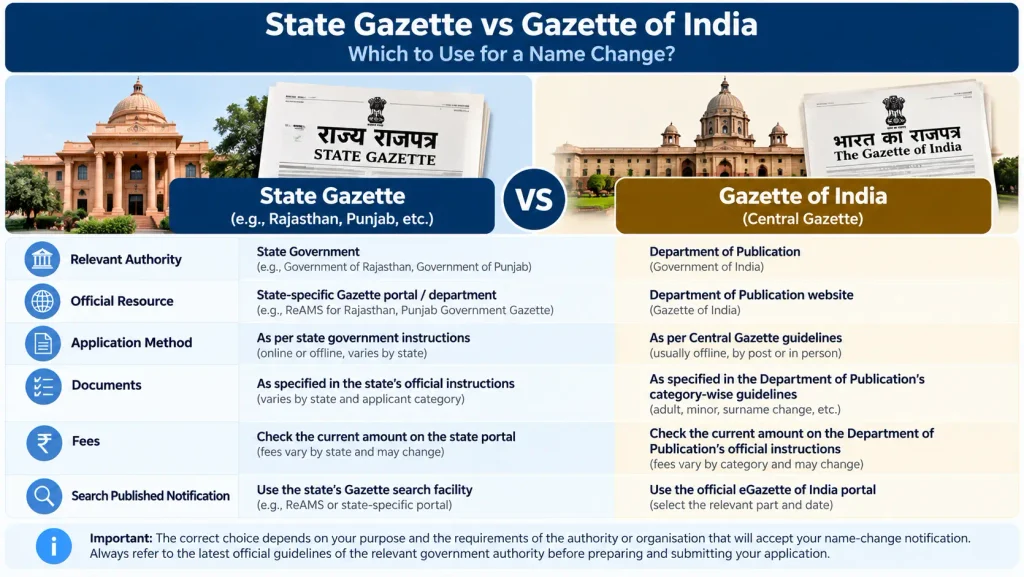 State Gazette vs Gazette of India Different
