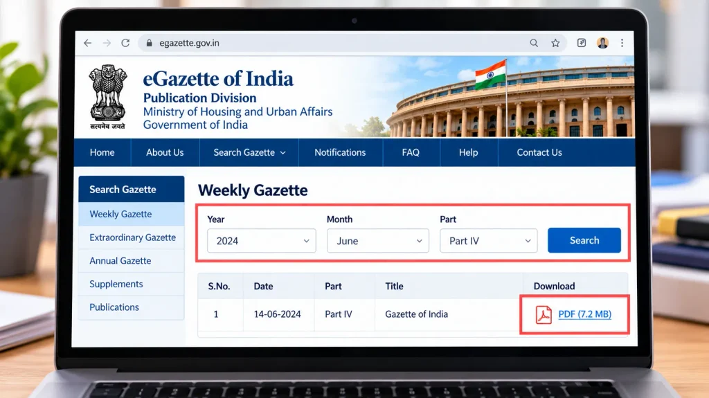 Gazette of India eGazette search